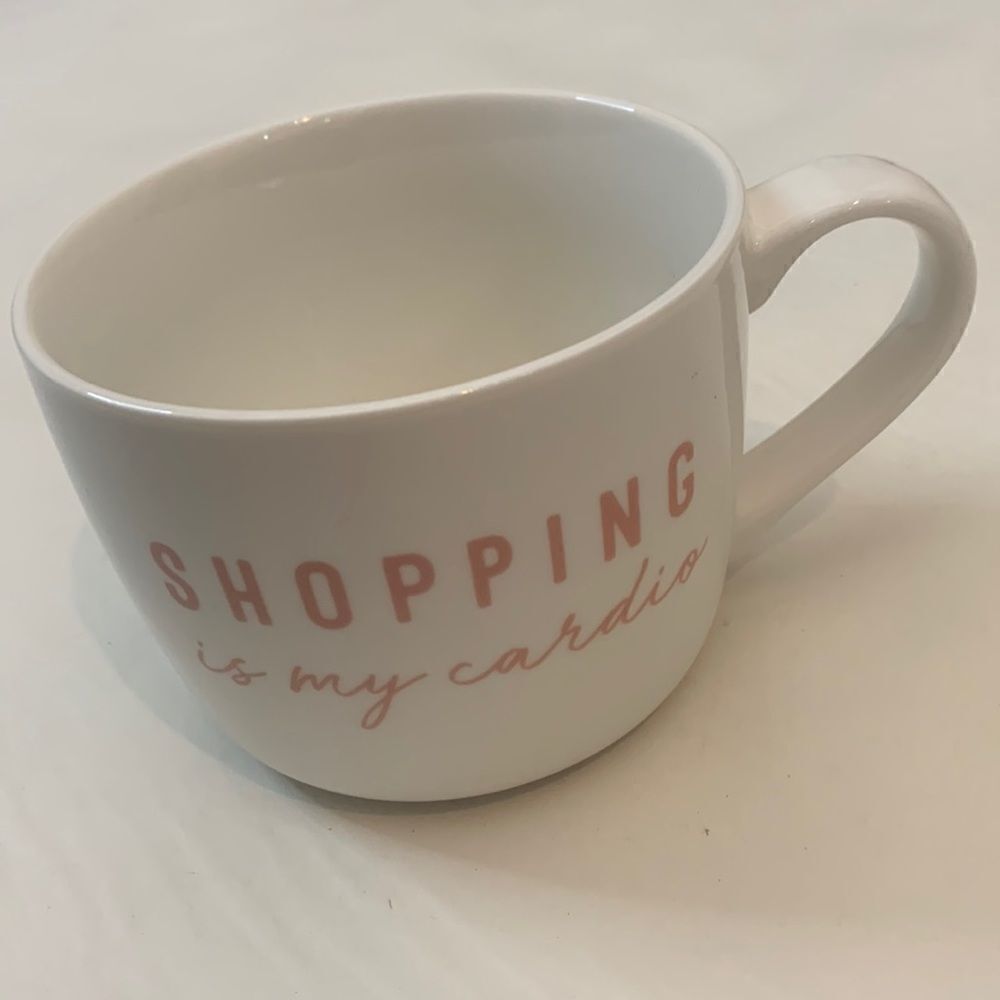 Opalhouse 14 Oz Shopping Is My Cardio Pink Letters White Cocoa Coffee Tea Mug